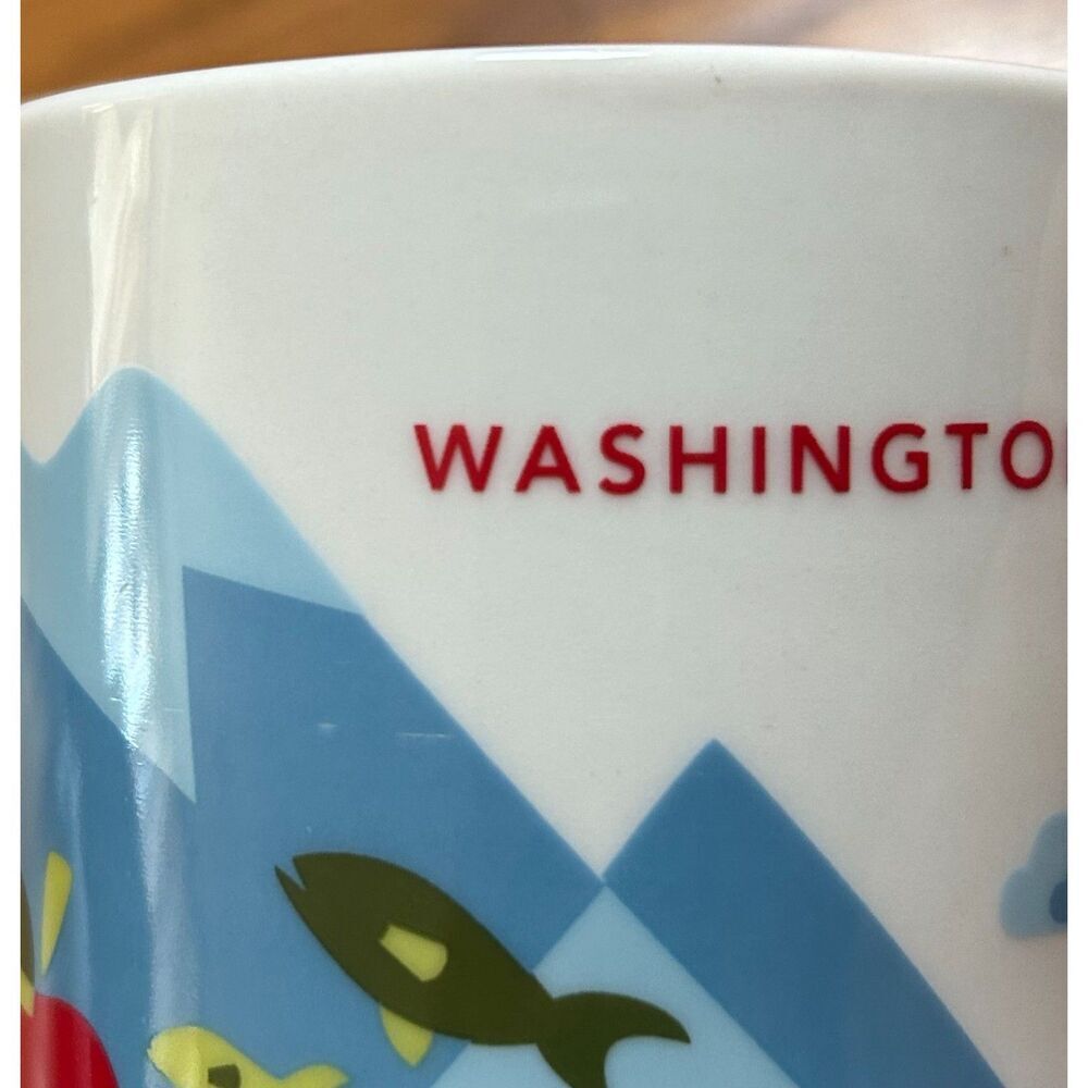 Starbucks Mug 2016 Washington State 14oz Coffee Cup You Are Here Bike Salmon Red - Picture 4 of 6